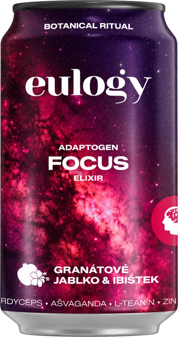 Plechovka Eulogy Focus Elixir – granátové jablko a ibištek