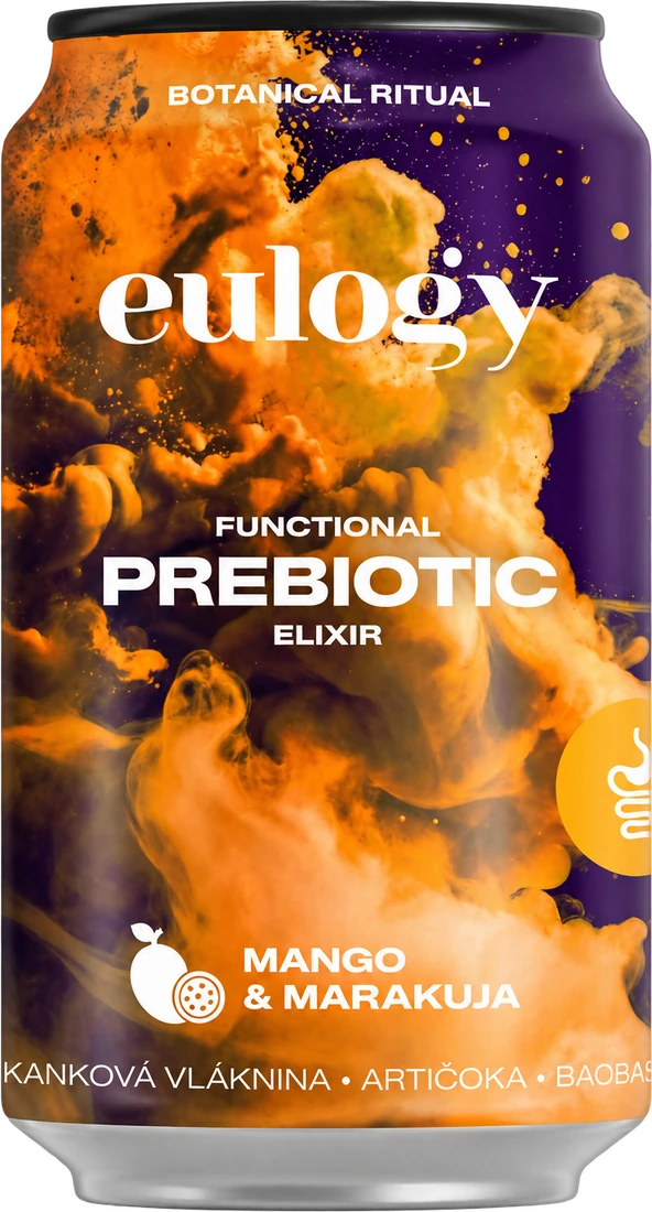 Plechovka Eulogy Prebiotic Elixir – mango a marakuja